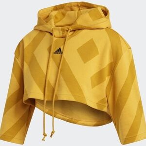 Adidas | Ultra Cropped Boxy Hoodie S Oversized |Mustard